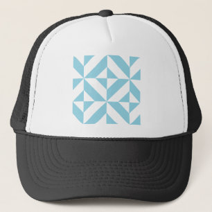 Sky Blue Geometric Deco Cube Pattern Trucker Hat