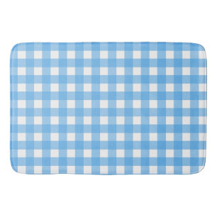 Sky blue gingham bath mat