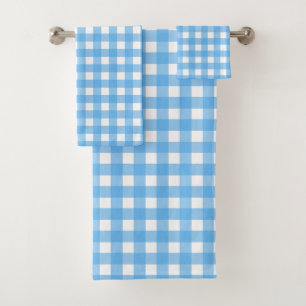 Sky blue gingham bath towel set