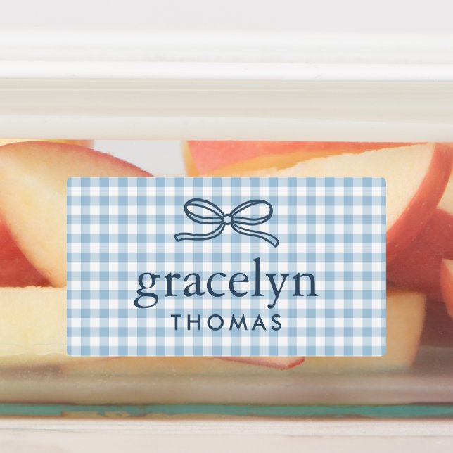 Sky Blue Gingham Bow Monogram (Affixed)
