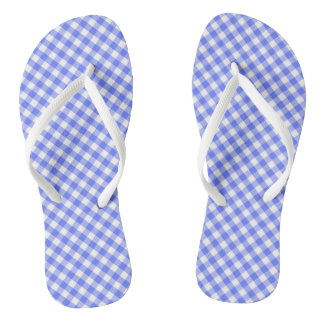 Sky Blue Gingham Design Flip Flops