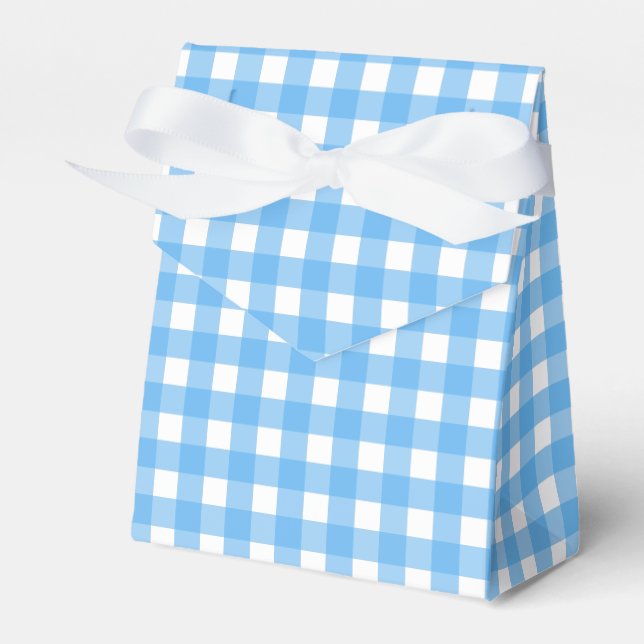 Sky blue gingham favour box (Front Side)