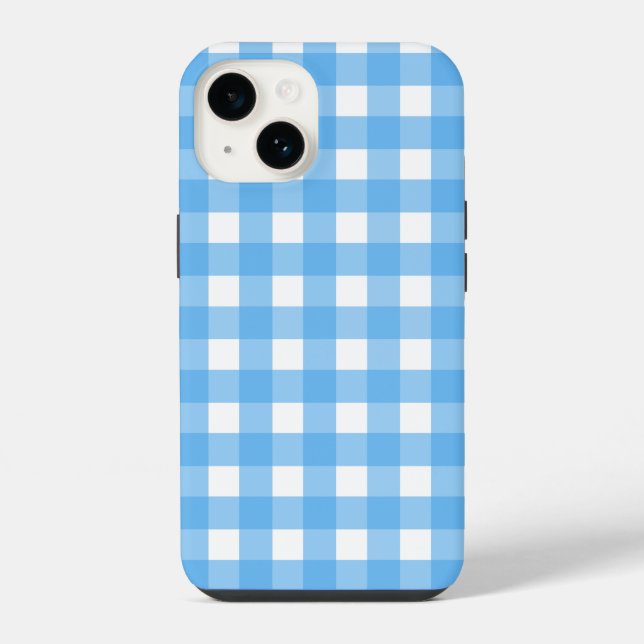 Sky blue gingham iPhone case (Back)