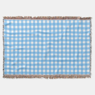 Sky blue gingham throw blanket