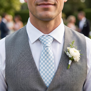 Sky Blue Gingham Tie
