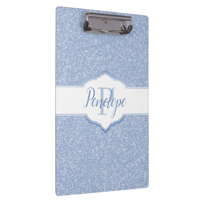 Sky Blue Glitter Monogram Clipboard (Right)