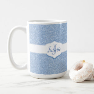Sky Blue Glitter Monogram Coffee Mug