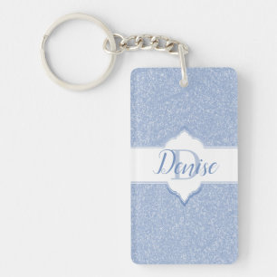 Sky Blue Glitter Monogram Keychain