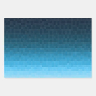 sky blue gradient | pixel square blocks | wrapping paper sheet