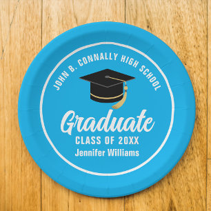 Sky Blue Graduate Custom 2025 Graduation Party Paper Plate
