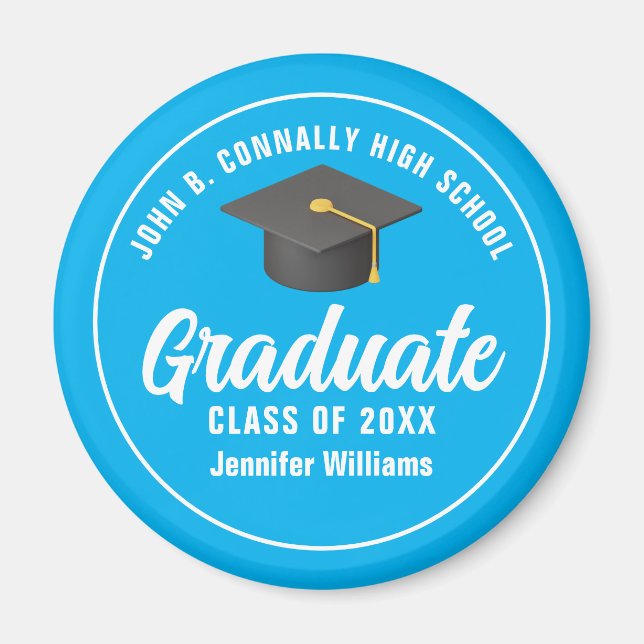 Sky Blue Graduate Custom Graduation Magnet (Front)