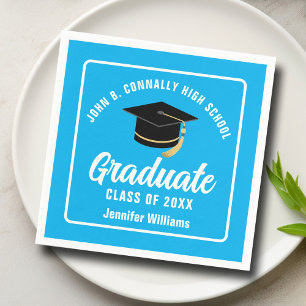 Sky Blue Graduate Custom Graduation Party Napkin