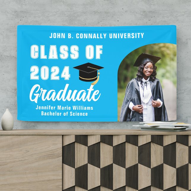 Sky Blue Graduation Party Graduate Photo Banner (Creator Uploaded)