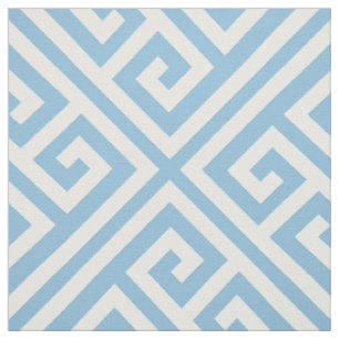 Sky Blue Greek Key Large Scale Fabric