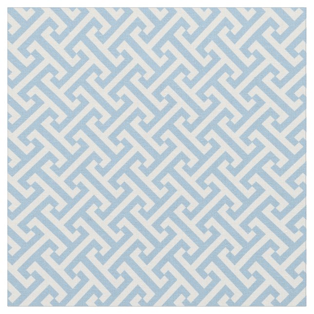 Sky Blue Greek Key Pattern Fabric (Close Up)