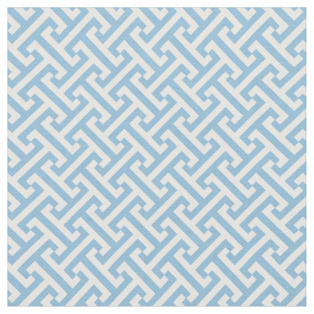 Sky Blue Greek Key Pattern Fabric (Close Up)