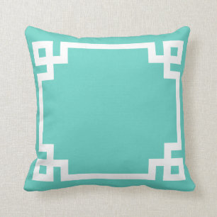 Sky Blue Greek Key Pillow