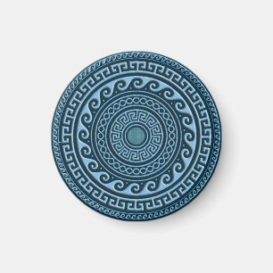 Sky Blue Greek Key Shield Magnet