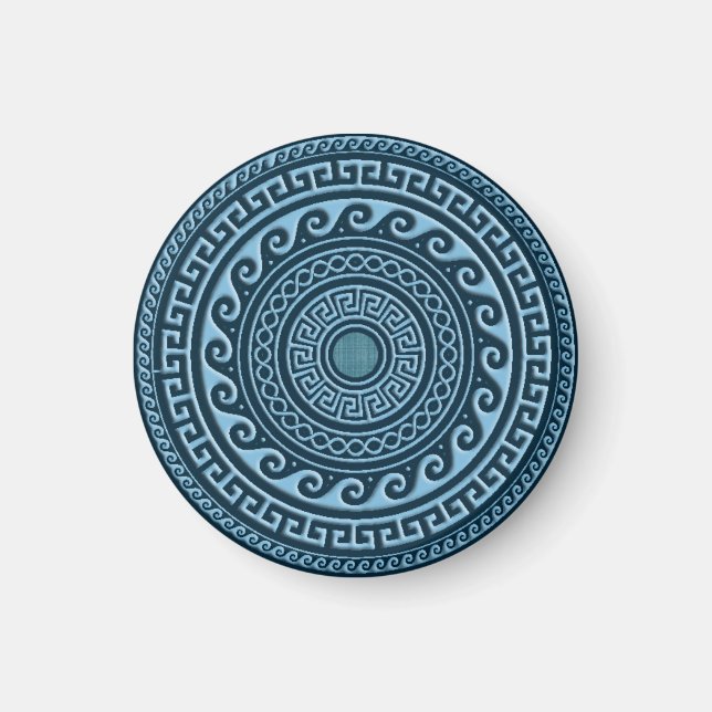 Sky Blue Greek Key Shield Magnet (Front)