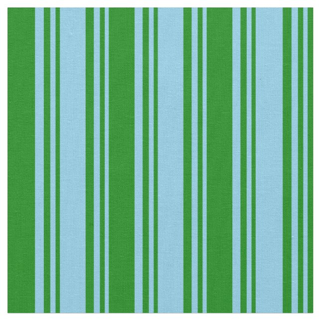 Sky Blue & Green Coloured Striped/Lined Pattern Fabric (Close Up)
