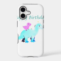 Sky blue green red watercolor dinosaur birthday ad
