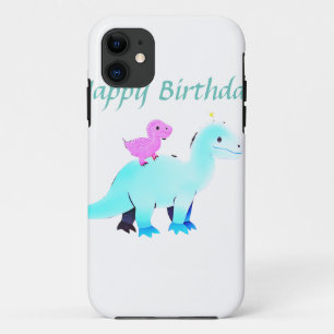 Sky blue green red watercolor dinosaur birthday ad Case-Mate iPhone case