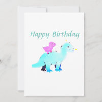 Sky blue green red watercolor dinosaur birthday ad