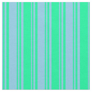 Sky Blue & Green Striped/Lined Pattern Fabric