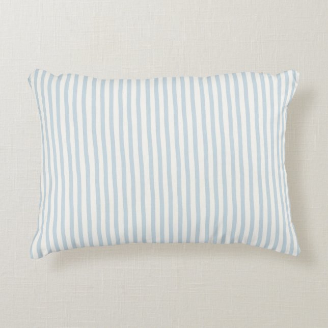 Sky Blue Green White Stripes Decorative Cushion (Front)