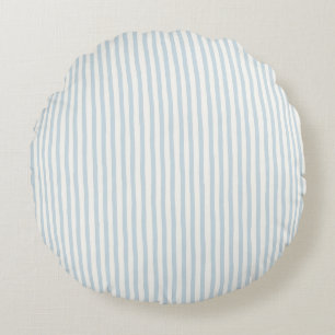Sky Blue Green White Stripes Round Cushion