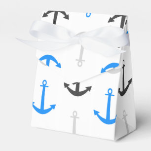 Sky Blue, Grey, Anchors; Nautical Favour Box