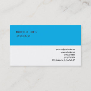Sky Blue Grey White Classical Elegant Plain Business Card