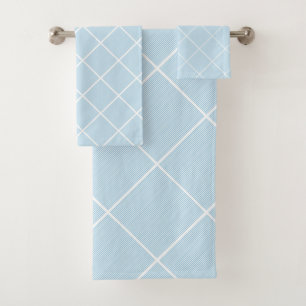SKY BLUE GRID PATTERN TOWEL SET