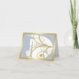 Sky Blue Harvest and Gold Man Silhouette Thank You Card