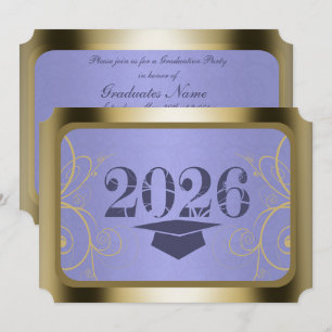 Sky Blue Harvest/Gold Frame Graduation Party Invitation