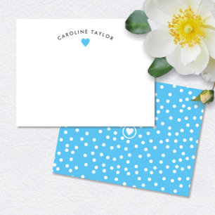 Sky Blue Heart & Polka Dots Preppy Cute Card