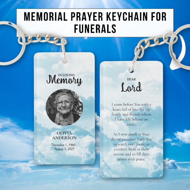 Sky Blue Heaven Memorial Prayer Photo Key Ring (Creator Uploaded)
