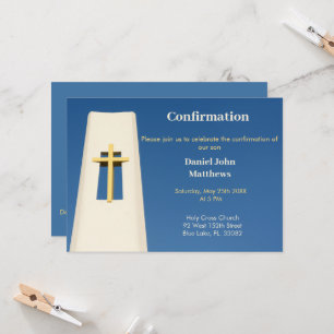 Sky Blue  Holy Cross Confirmation Invitation