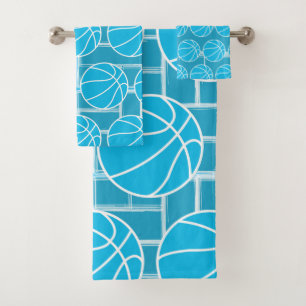 SKY BLUE HOOPS  BATH TOWEL SET