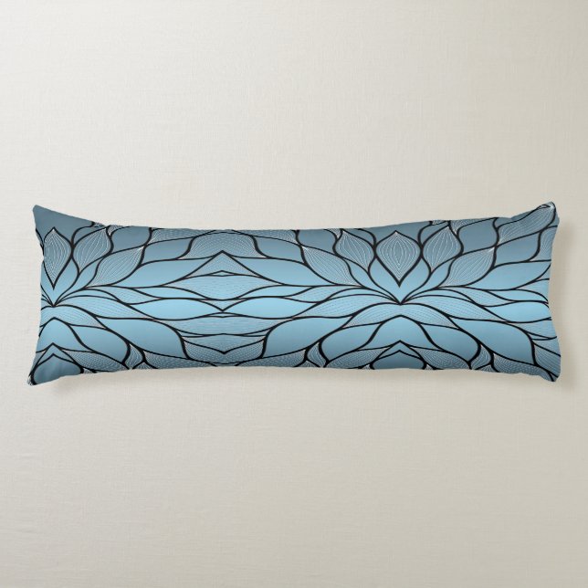 Sky Blue Hues Creative Leave Pattern  Body Cushion (Front)