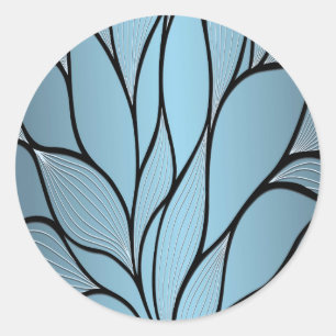 Sky Blue Hues Creative Leave Pattern Classic Round Sticker