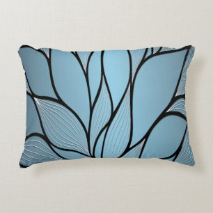 Sky Blue Hues Creative Leave Pattern  Decorative Cushion