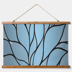 Sky Blue Hues Creative Leave Pattern  Hanging Tapestry