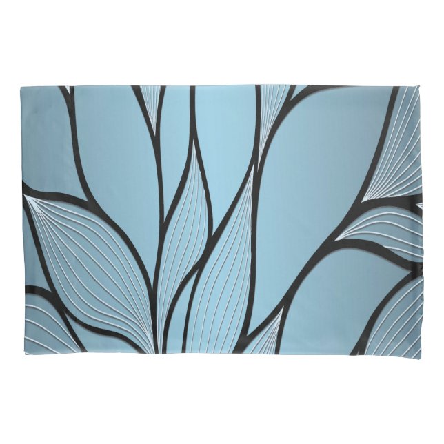 Sky Blue Hues Creative Leave Pattern  Pillowcase (Front)