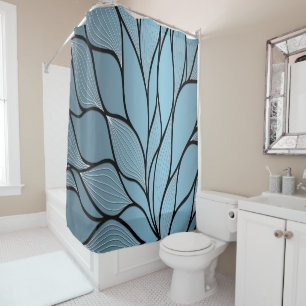Sky Blue Hues Creative Leave Pattern Shower Curtain