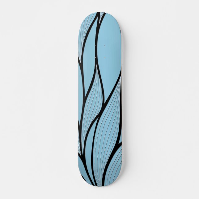 Sky Blue Hues Creative Leave Pattern  Skateboard (Front)