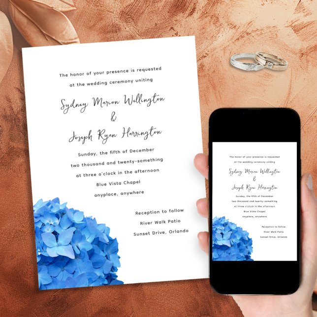Sky Blue Hydrangea Wedding Invitation (Creator Uploaded)