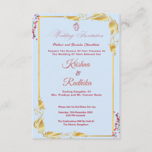Sky-blue Indian Wedding Invite 