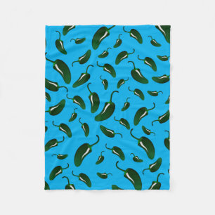 Sky blue jalapeno peppers fleece blanket