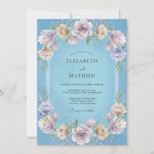 Sky Blue Lilac Vine Wedding Invitation